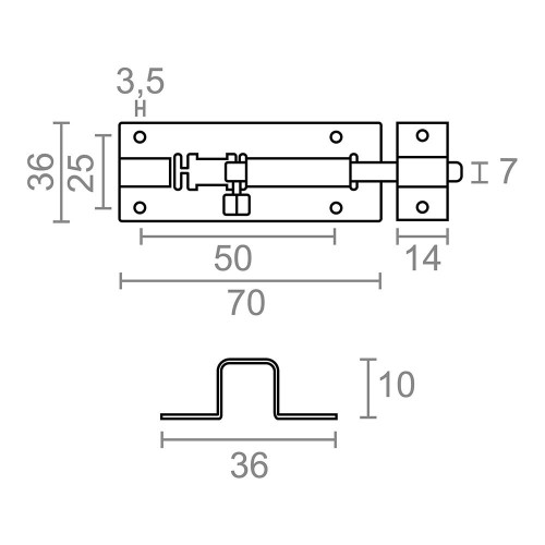 Pasador Acero Inoxidable 70 mm EDM