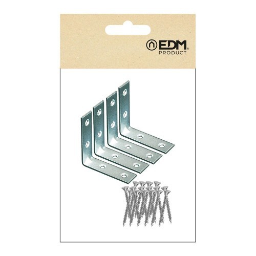 Ángulo Refuerzo Acero Zincado 50 x 50 x 15 mm 4 Ud EDM Ángulo Refuerzo Acero Zincado 50 x 50 x 15 mm 4 Ud EDM