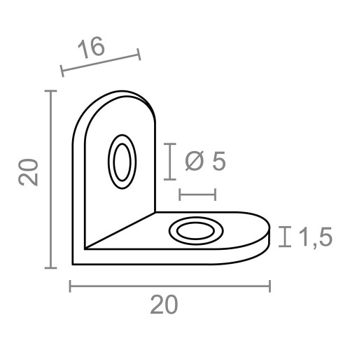 Ángulo Refuerzo Acero Inox 20 x 20 x 16 mm 4 Ud EDM