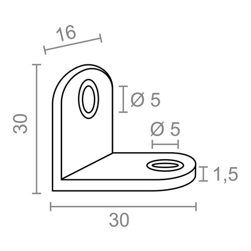 Ángulo Refuerzo Acero Inox 30 x 30 x 16 mm 4 Ud EDM