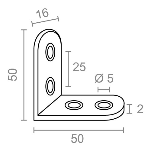 Ángulo Refuerzo Acero Inox 50 x 50 x 16 mm 4 Ud EDM