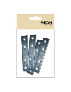 Placa Recta Unión Acero Zincado 60 x 15 x 2 mm 4 Ud EDM 2