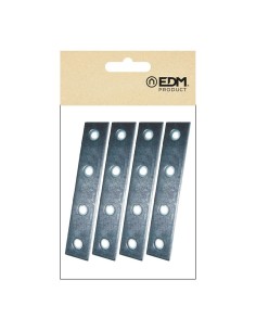 Placa Recta Unión Acero Zincado 120 x 15 x 2 mm 4 Ud EDM 2
