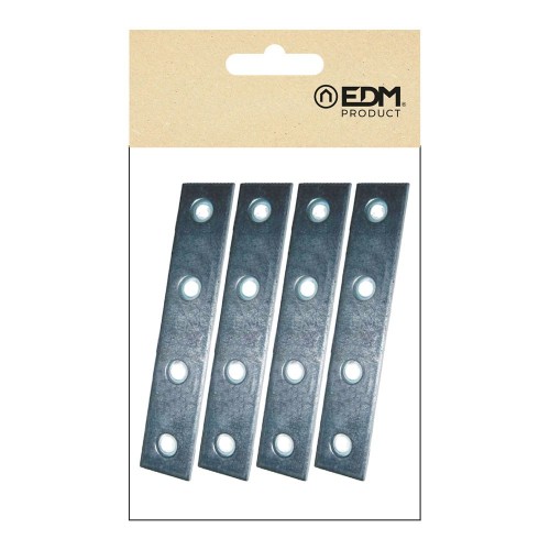Placa Recta Unión Acero Zincado 120 x 15 x 2 mm 4 Ud EDM