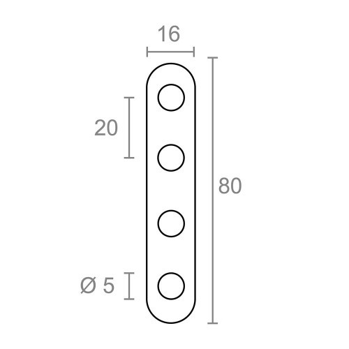 Placa Unión Acero Inox 80 x 16 x 2 mm 4 Ud EDM