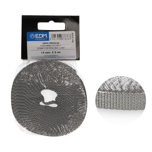 Cinta Persiana Nylon 14mmx5m Gris EDM