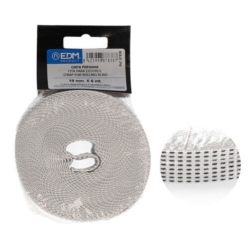 Cinta Persiana Nylon 18mmx6m Blanco Negro EDM