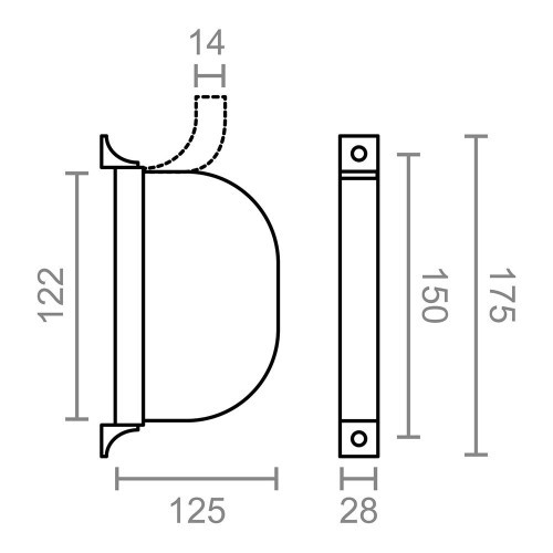 Recogedor Abatible ABS 175x32x120mm 14mm Marfil EDM