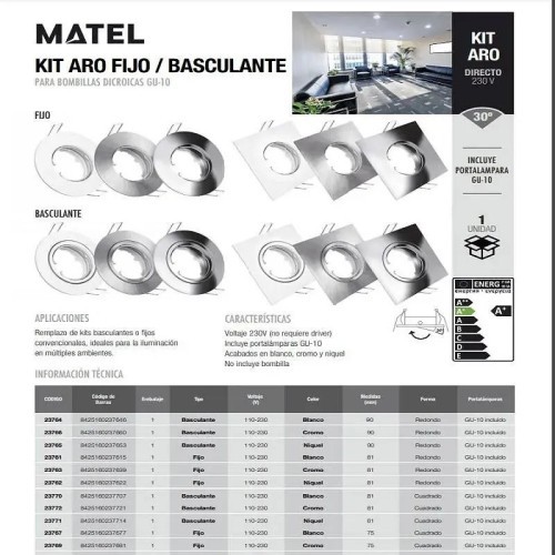 Kit aro basculante cuadrado blanco - 3