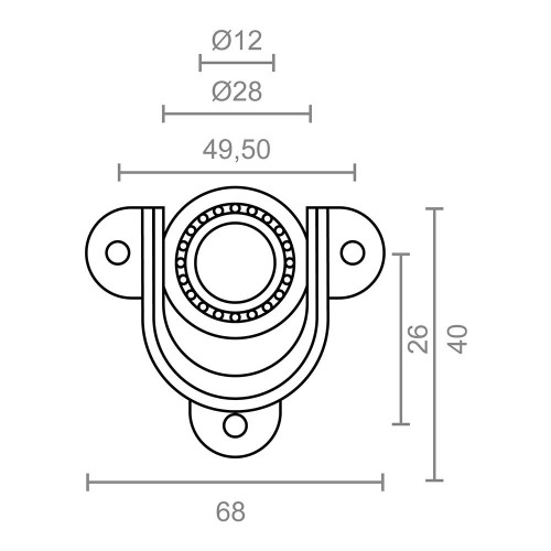 Soporte Acero Zincado 12mm 28mm 68x40mm Rodamiento EDM