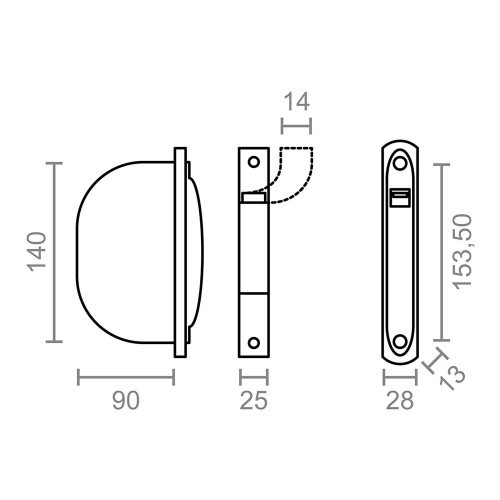 Recogedor Empotrable ABS 14mm Sin Pivote Embellecedor 180x30mm EDM