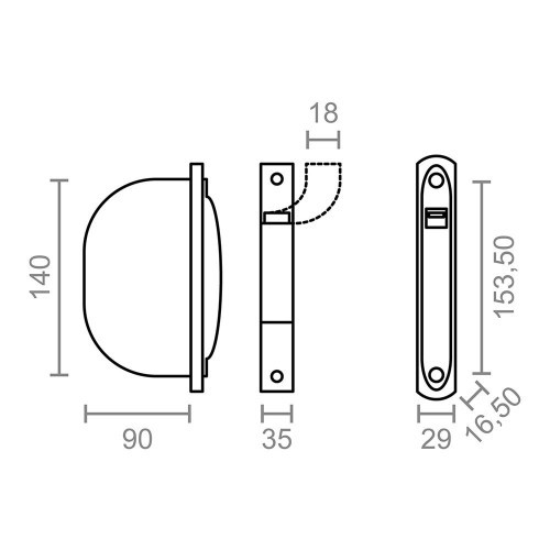 Recogedor Empotrable ABS 18mm Sin Pivote Embellecedor 180x35mm EDM
