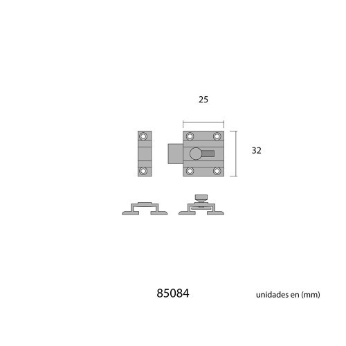 Cerrojo Latón Niquelado 25mm 10mm Cromado EDM