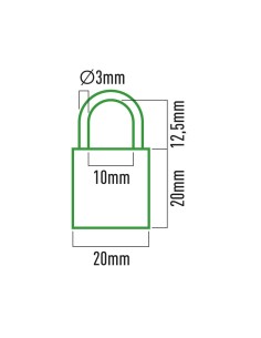 Candado Latón 20x10x20mm Arco 3mm 10x12.5mm 3 Llaves EDM 2
