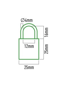 Candado Latón Arco Normal 4mm 12x15mm 25x10x25mm 3 Llaves EDM 2