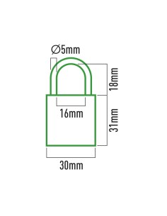 Candado Latón Arco Normal 30x13x31mm 5mm 16x18mm 3 Llaves EDM 2
