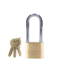 Candado Latón 40x14x34mm Arco Largo 6mm 22x53mm 3 Llaves EDM