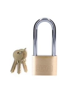 Candado Latón Arco Largo 50x20x40mm 8mm 35x79mm 3 Llaves EDM
