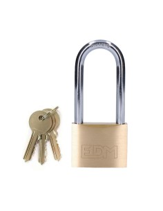 Candado Latón Arco Largo 60x20x46mm 9.5mm 35x79mm 3 Llaves EDM