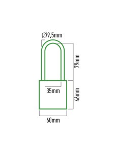 Candado Latón Arco Largo 60x20x46mm 9.5mm 35x79mm 3 Llaves EDM 2