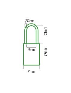 Candado Combinación Latón 21x10x29mm Arco 3mm 9x21mm EDM 2