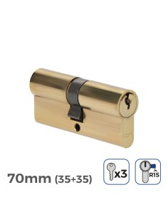 Bombín Latón 70mmx17mm Leva Larga R15 3Llaves Dorado