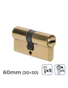 Bombín Latón 60mm 17mm Leva Larga R15 5 Llaves Seguridad EDM