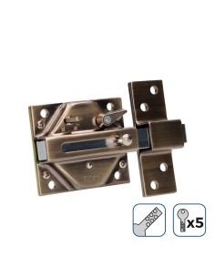 Cerrojo Acero 73x136mm 5 Llaves Seguridad Bronce EDM