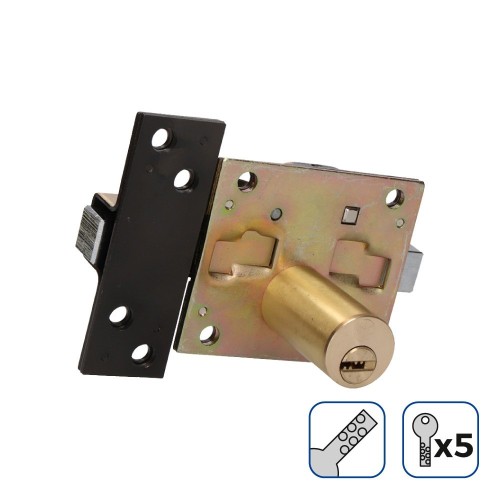 Cerrojo Acero 73x136mm 5 Llaves Seguridad Bronce EDM