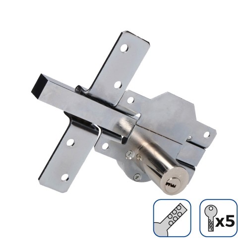 Cerrojo Seguridad Níquel 83x170mm 26mm 5 Llaves EDM