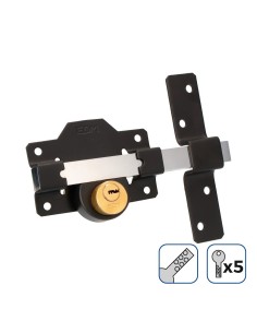 Cerrojo Níquel 83x170mm 26mm 5 Llaves Negro EDM
