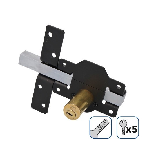 Cerrojo Níquel 83x170mm 26mm 5 Llaves Negro EDM