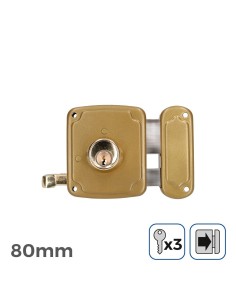 Cerradura Acero 80x94mm 3 Llaves Cilindro 90mm Dorado EDM