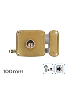 Cerradura Acero 100x94mm Cilindro 90mm 3 Llaves Dorado EDM