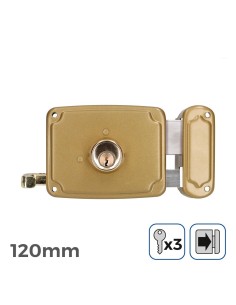 Cerradura Acero 120x94mm Cilindro 90mm 3 Llaves Dorado EDM