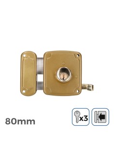 Cerradura Acero 80x94mm Izquierda 3 Llaves Dorado EDM