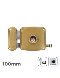 Cerradura Acero 100x94mm Cilindro 90mm 3 Llaves Dorado EDM