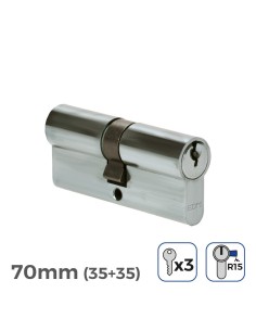 Cilindro Níquel 70mm 35+35mm 17mm Leva Larga 3 Llaves EDM