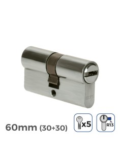 Cilindro Bombín Níquel 60mm 30+30mm Leva Corta R13 5 Llaves EDM