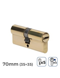 Bombín Latón 70mm 17mm Leva Corta R13 5 Llaves Seguridad EDM