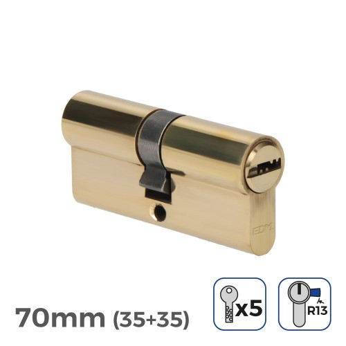 Bombín Latón 70mm 17mm Leva Corta R13 5 Llaves Seguridad EDM