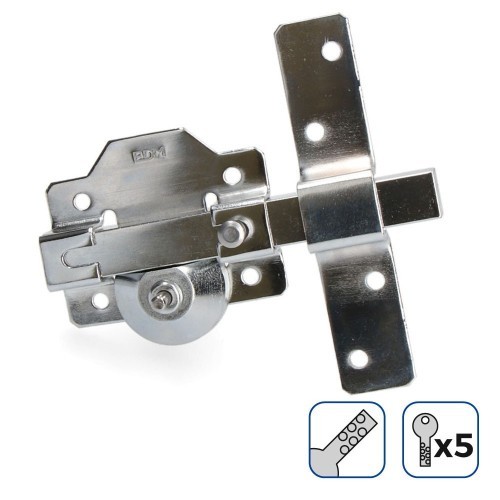 Cerrojo Acero 835x153mm 26mm Níquel 5 Llaves Seguridad EDM