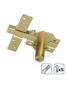 Cerrojo Acero 835x153mm 26mm 5 Llaves Seguridad Dorado EDM 2