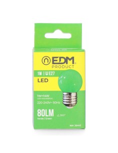 Bombilla LED Esférica E27 1W 80lm Luz Verde EDM 2