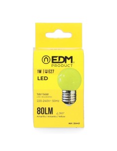 Bombilla LED Esférica E27 1W 80lm Luz Amarilla EDM 2