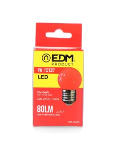 Bombilla LED Esférica E27 1W 80lm Luz Roja EDM 2