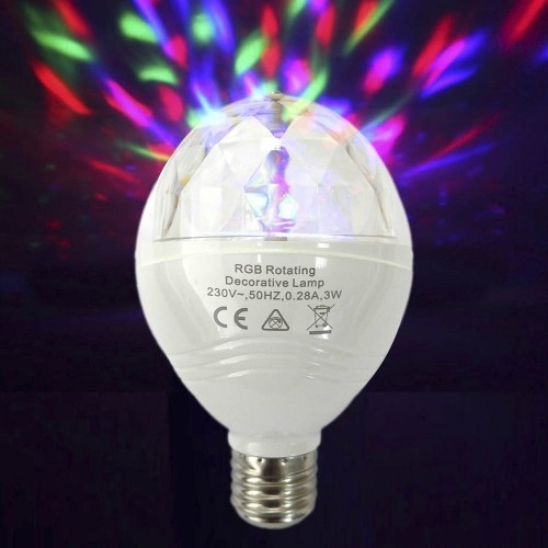 Bombilla LED E27 3W Multicolor Rotación 360° 220V EDM Bombilla LED E27 3W Multicolor Rotación 360° 220V EDM