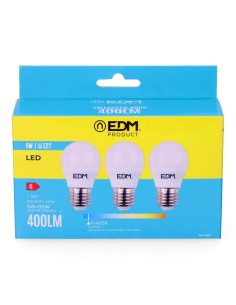 Bombilla LED Esférica E27 5W 400lm 6400K Luz Fría Pack 3 EDM 2