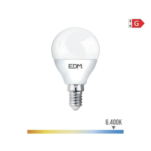 Bombilla LED Esférica E14 5W 400lm 6400K Luz Fría EDM