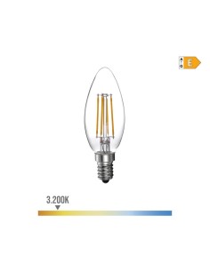 Bombilla LED Vela Filamento E14 4W 500lm 3200K Luz Cálida EDM